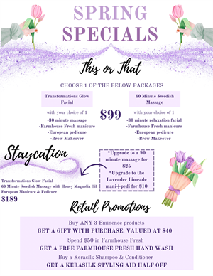 March + April Features Packages & Specials Photo